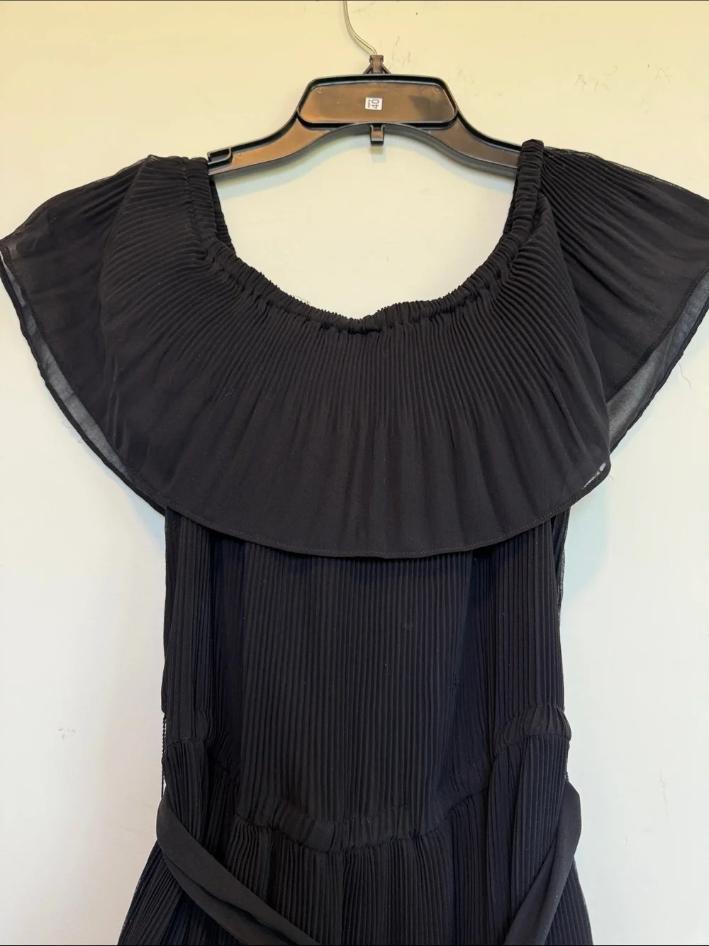 Michael Kors Black Midi Dress with Waist Sash
